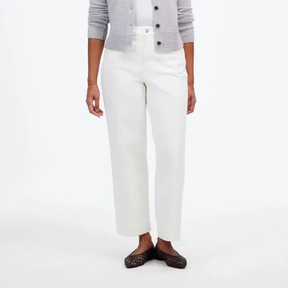 Madewell Curvy Perfect Vintage Wide Leg Crop Jeans W33 NWT Tile White NU078 - Picture 1 of 10